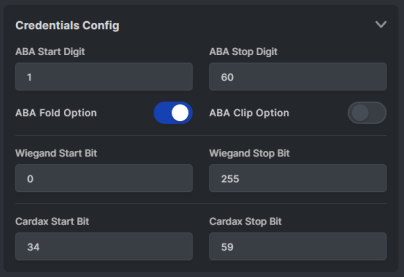 Cluster Settings Editor > Credential Settings (Card Reader Settings)